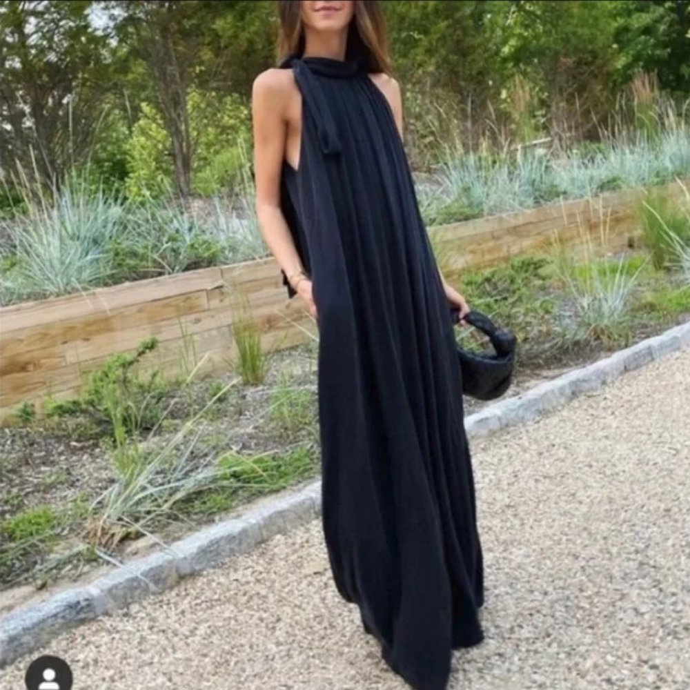 NWT Something Navy Tie Neck Maxi Dress XS